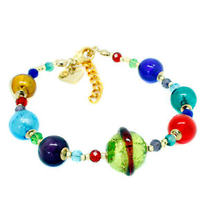 【送料無料】ジュエリー・アクセサリー ムラーノガラスゴールドブレスレットブラッサードヴェネツィアmurano verre bracelet or multicolore brassard fait a la main de venice cadeau