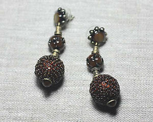 【送料無料】ジュエリー・アクセサリー イヤリングレジンガラスブラウンブロンズペンダントボールboucles doreilles resine ccb verre marron bronze pendantes boules 18mm ethn