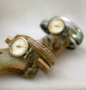 【送料無料】ジュエリー・アクセサリー レザーラップパーソナライズダブルレザーウォッチpersonalized double leather woman watch with leather wrap