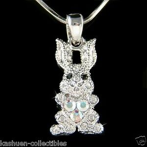 【送料無料】ジュエリー・アクセサリー ウサギクリスタルスワロフスキーイースターハートラブチェーンネックレスlapin ~ avec cristal swarovski mignon paques coeur amour chaine collier