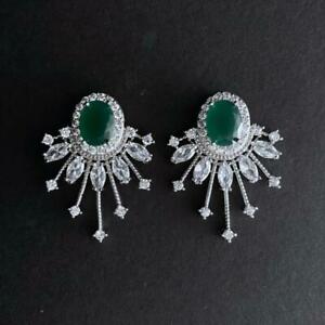【送料無料】ジュエリー・アクセサリー イヤリングエヴェンテールスターオーバルグリーンエメラルドアールデコboucles doreilles clous eventail etoile ovale cz vert emeraude art deco g12c｜hokushin