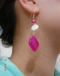 【送料無料】ジュエリー・アクセサリー シルバーマッシブホワイトパールローズアゲートイヤリングfemmes veritable 925 argent massif blanc perle rose agate boucles doreilles gb