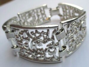 【送料無料】ジュエリー・アクセサリー ブレスレットヴィンテージレトロシルバーカラーシルバーオープンフォリエージlarge bracelet beau bijou vintage retro couleur argent ajoure feuillage 1918