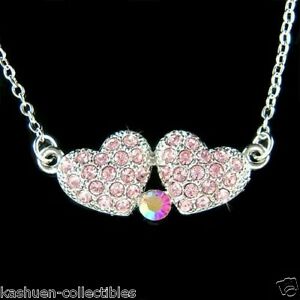 【送料無料】ジュエリー・アクセサリー ローズハートクリスタルスワロフスキーラブフレンズラブネックレス2 rose coeur avec cristal swarovski amour amis amoureux fete des meres collier