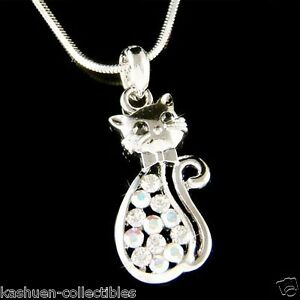 【送料無料】ジュエリー・アクセサリー クリスタルスワロフスキーネックレスchat chaton avec cristal swarovski mignon animal amusant amoureux collier|hokushin