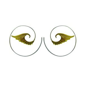 【送料無料】ジュエリー・アクセサリー スパイラルブラスイヤリングスターリングシルバーフックトライバルヴィンテージジプシーspiral brass earrings sterling silver 925 hook tribal vintage gypsy women wings