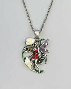 【送料無料】ジュエリー・アクセサリー エナメルメタルレッドエルフネックレス9976119 argente metal emaille collier elfe rouge avec fleurs