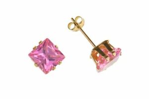 【送料無料】ジュエリー・アクセサリー ゴールドスクエアローズジルコンキュービクイヤリング9ct or 5mm carre rose zircon cubique boucles doreilles