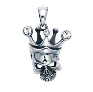 【送料無料】ジュエリー・アクセサリー ステンレスジョーレススカルジョーカークリスタルクラウンバイカーメンstainless steel jawless skull joker wear crown biker men pendant wcrystals