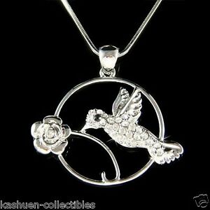 【送料無料】ジュエリー・アクセサリー クリスタルスワロフスキーラウンドネックレスハチドリcolibri avec cristal swarovski oiseau fleur floral cercle rond collier|hokushin