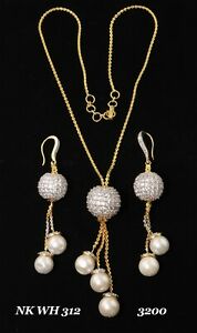 【送料無料】ジュエリー・アクセサリー ジルコーネボールクラシックデザイナーチェーンコリアーイヤリングセットzircone balle designer classique chaine collier earring set 34 wn 11