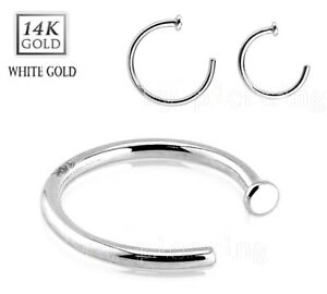 【送料無料】ジュエリー・アクセサリー ソリッドリングディスクプレート14kt solide or blanc nez anneau avec plat disque haut 20g 18g 08cm 1cm
