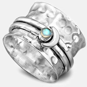 【送料無料】ジュエリー・アクセサリー ムーンリングムーンストーンスピナーリングスターリングシルバークレセントジュエリーmoon ring moonstone spinner ring sterling silver crescent celestial jewelry 8 9