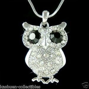 【送料無料】ジュエリー・アクセサリー クリスタルスワロフスキーセージネックレスクリスマスフクロウnoir chouette avec cristal swarovski sage professeur mignon oiseau collier noel|hokushin