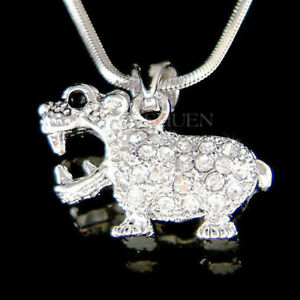 【送料無料】ジュエリー・アクセサリー カバカバクリスタルスワロフスキーネックレス3d hippopotame hippo avec cristal swarovski endangered animal 18 collier