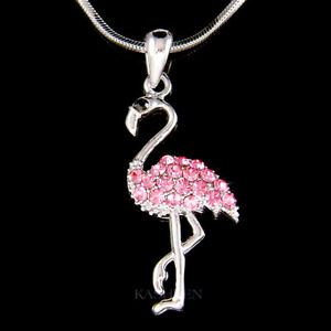 【送料無料】ジュエリー・アクセサリー クリスタルスワロフスキーブレロックジュエリーコリアーチェーンローズrose flamant oiseau avec cristal swarovski breloque 18 chaine bijoux collier