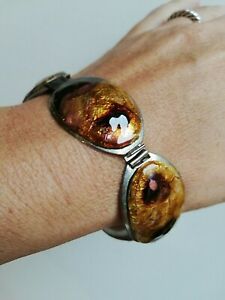 【送料無料】ジュエリー・アクセサリー ブレスレットヴィンテージエナメルプレートシルバーbracelet ancien, vintage 70, argente avec plaque demail