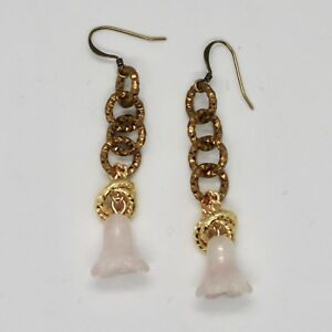【送料無料】ジュエリー・アクセサリー イエローゴールドクォーツローズアルミニウムイヤリングboucles doreilles pendantes aluminium lamine en or jaune et quartz rose a|hokushin