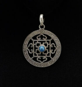 【送料無料】ジュエリー・アクセサリー マンダラチベットペンダントターコイズジュエルブッダシルバーpendentif tibetain mandala avec turquoise bijou bouddha argent 25
