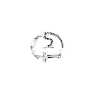 【送料無料】ジュエリー・アクセサリー クロスステンレススチールブレスレットbracelet acier inoxydable croix avec gemmes