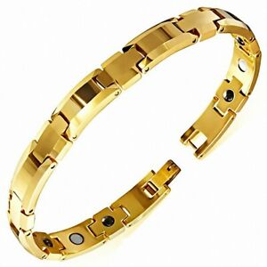 【送料無料】ジュエリー・アクセサリー マグネットブレスレットタングステンリンク8mm ?bracelet magnetique a maillons en carbure de tungstene dore
