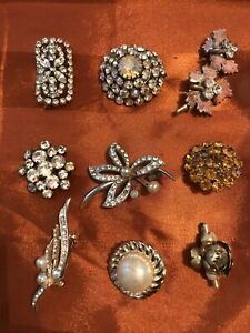 【送料無料】ジュエリー・アクセサリー ヴィンテージロットオブストラスピンクファンタジーbroches vintages lot de 9 strass fantaisie rose