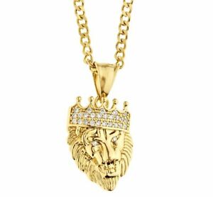 【送料無料】ジュエリー・アクセサリー ステンレススチールペンダントネックレスミニライオンキングゴールドcollier pendentif en acier inoxydable mini lion king gold 21,754円