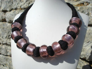 【送料無料】ジュエリー・アクセサリー ヴィンテージネックレスラスザネックグラスパテブラックコットンbeau et imposant collier vintage ras le coupate de verre et coton noir