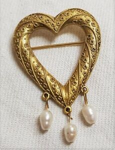 【送料無料】ジュエリー・アクセサリー ヴィンテージゴールドブローチメタルドーアパーレスオードゥースbijou vintage broche coeur ouvrage metal dore signe pp perles eau douce f3 20,860円
