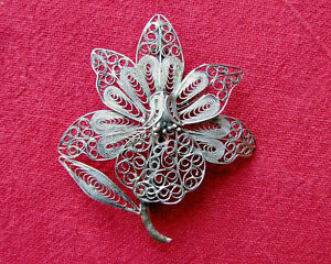 【送料無料】ジュエリー・アクセサリー オールドフィリグリーブローチシルバーメタルbroche ancienne filigranee, metal argente 17