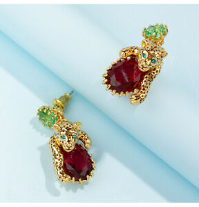 【送料無料】ジュエリー・アクセサリー イヤリングクラスプチパンサレパードゴールデンレッドクリスタルグリーンboucles doreilles clous petit panthere leopard dore cristal rouge vert l6