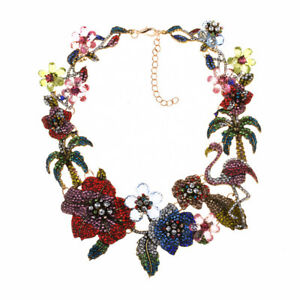 【送料無料】ジュエリー・アクセサリー ゴールデンショートcollier dore court flamant floral arbre palmier multicolore rouge vert bleu jx1