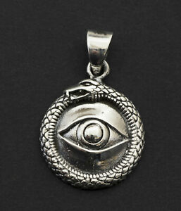 【送料無料】ジュエリー・アクセサリー オウロボロススネークペンダントバッドアイタリスマンシルバーpendentif ouroboros serpent enlace mauvais oeil talisman argent 925 4g 26337 b27