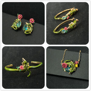 【送料無料】ジュエリー・アクセサリー ネックレスイヤリングイヤリングブレスレットクロコダイルゴールドメッキparrure collier boucles doreilles bracelet crocodile email plaque or 18k yd1