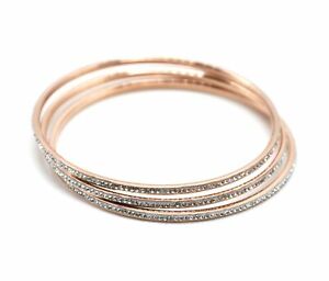 【送料無料】ジュエリー・アクセサリー ファインスチールゴールドローズブレスレットロットストラスbc4035eb lot de 3 bracelets jonc fin acier or rose orne de strass