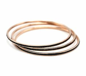 【送料無料】ジュエリー・アクセサリー ブラックストラスファインスチールゴールドローズブレスレットロットbc3825eb lot de 3 bracelets jonc fin acier or rose orne de strass noir