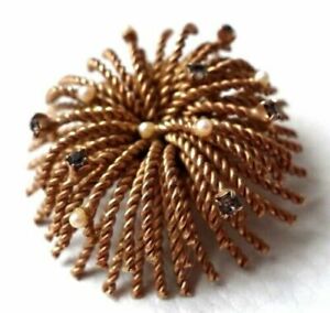 【送料無料】ジュエリー・アクセサリー ラインストーンゴールドトーンブローチピンツイストスターバーストbroche ancienne dore perle strass fontaine goldtone brooch pin twist starburst 21,754円