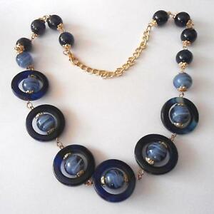 【送料無料】ジュエリー・アクセサリー コラーナドナカラーオーコンムリーヌアルガタブルcollana donna colore oro con murrine quarzi agata blu 48 58 cm 256 m