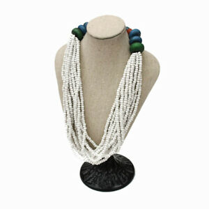 【送料無料】ジュエリー・アクセサリー ヴィンテージビーズネックレスcollier blanc 12 rangs avec grosses perles vintage
