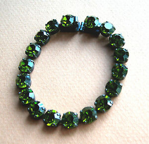 【送料無料】ジュエリー・アクセサリー 1255 bracelet strass 6 mm vert fonce sur metal