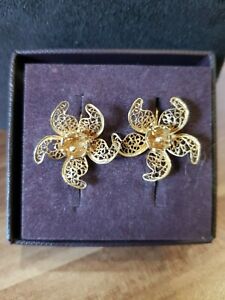 【送料無料】ジュエリー・アクセサリー ゴールデンシルバーフィリグリーリングboucles doureilles en filigree en argent doree