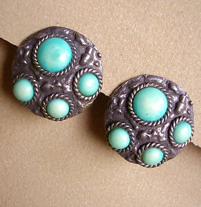 【送料無料】ジュエリー・アクセサリー イヤリングクリップメタルアージャンテレジンファコンターコイズ2076 boucles doreille clips metal argente et resine facon turquoise