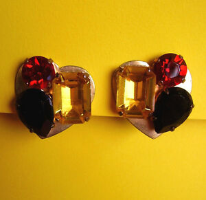 【送料無料】ジュエリー・アクセサリー イヤリングクリップストラスセットハートメタルドーア164 boucles doreille clips strass sertis sur coeur en metal dore