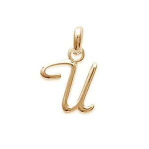 【送料無料】ジュエリー・アクセサリー イニシャルレタークラシックゴールドナインペンダントpendentif initiale lettre u classique plaque or neuf