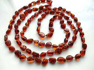 【送料無料】ジュエリー・アクセサリー バルトネックレスナチュラルアンバーコニャックnaturel cognac ambre de la baltique collier 120cm 121cm