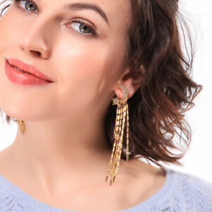 【送料無料】ジュエリー・アクセサリー イヤリングクリュスタータッセルポンポンロングメッキゴールドboucles doreilles clous lune etoile croissant tassel pompon long plaque or p2