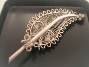 【送料無料】ジュエリー・アクセサリー ヤシフィブラピンシルバーbroche fibule feuille palme filigrane argent ancienne