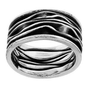 【送料無料】ジュエリー・アクセサリー シルバースターリングクランプリングアンティークfait a la main argent sterling froisse bague, finition antique