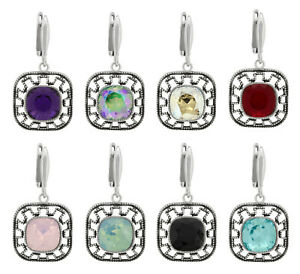 【送料無料】ジュエリー・アクセサリー スターリングシルバースクエアシェイプイヤリングスワロフスキーRクリスタルsterling silver square shape earrings made with 4470 10mm swarovskiR crystals