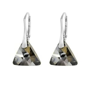 【送料無料】ジュエリー・アクセサリー イヤリングシルバーローディエトライアングルスワロフスキーエレメントシルバーニグboucles doreilles argent925 rhodie triangle 16mm swarovski element silver nigh|hokushin